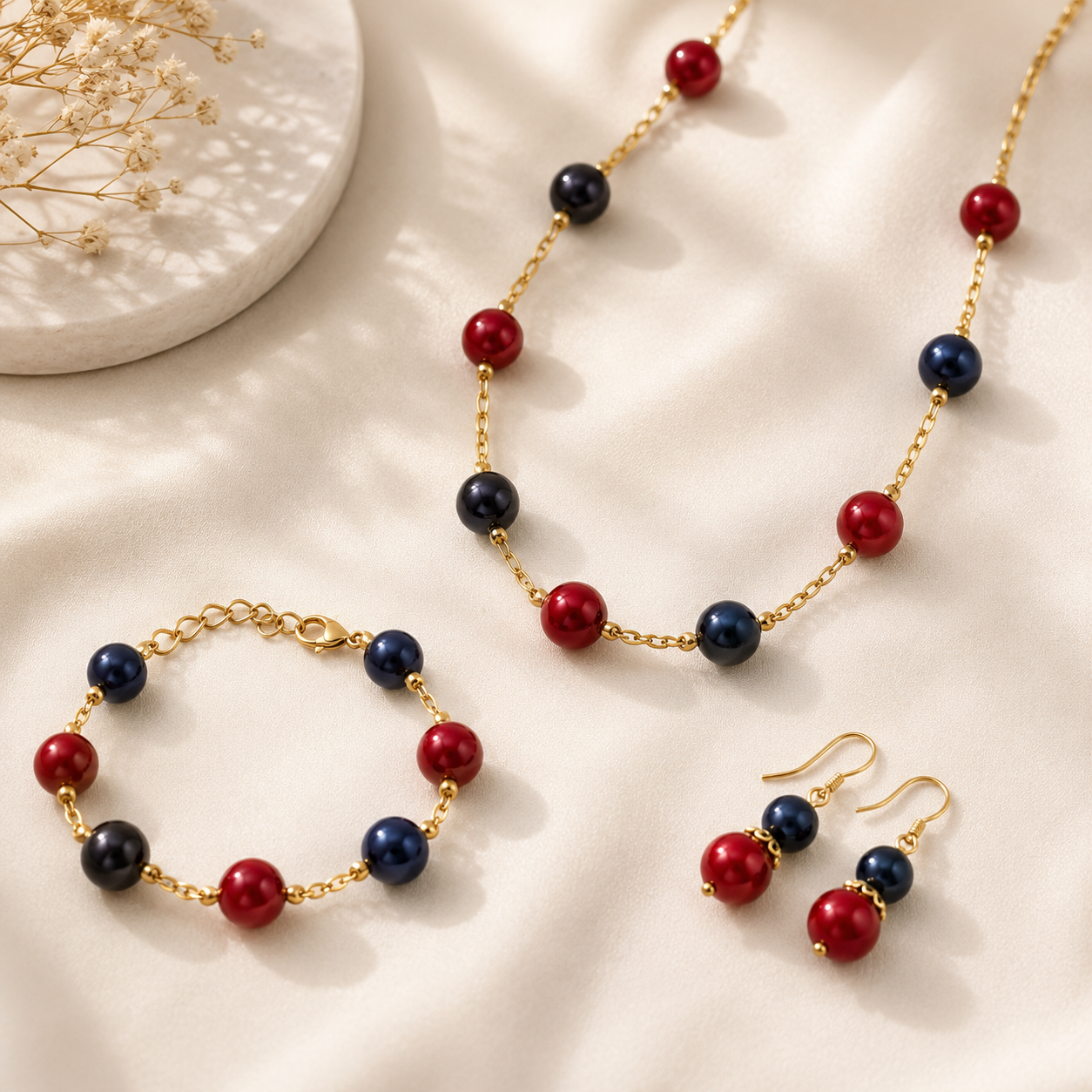 Island Royal Pearl Set – Necklace, Bracelet & Drop Earrings
