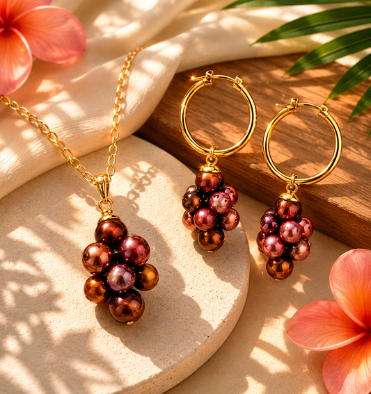 GIANNA - Natural Freshwater Bronze Grape Pearl Set