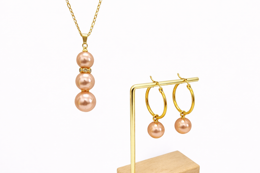 CALYN - Champagne Premium Swarovski Pearl Set