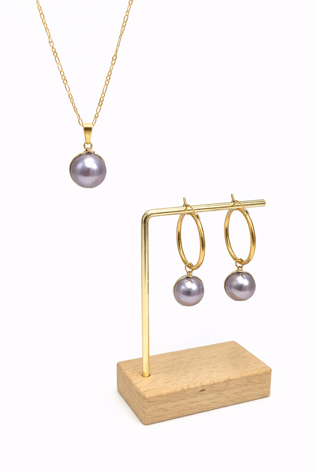 Single Caged - Light Purple Swarovski Pearls Set