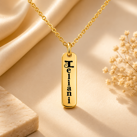Personalised Pendant Necklace - Figaro Gold Chain
