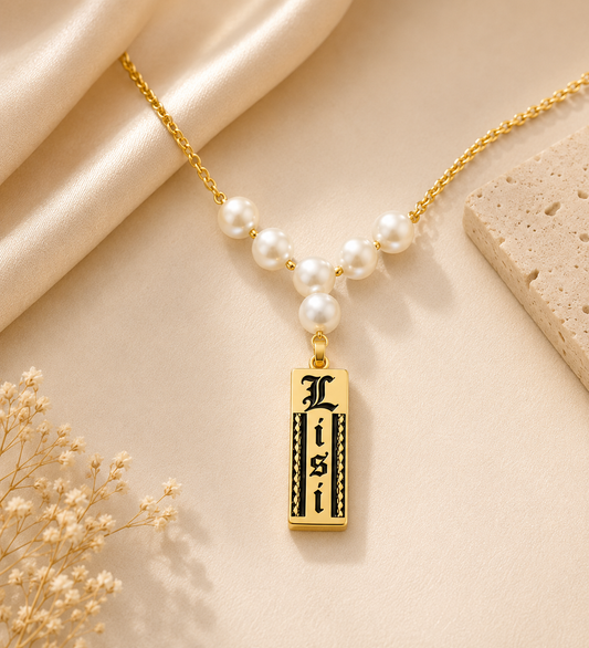 Personalised Necklace Featuring 5 Natural White Pearls