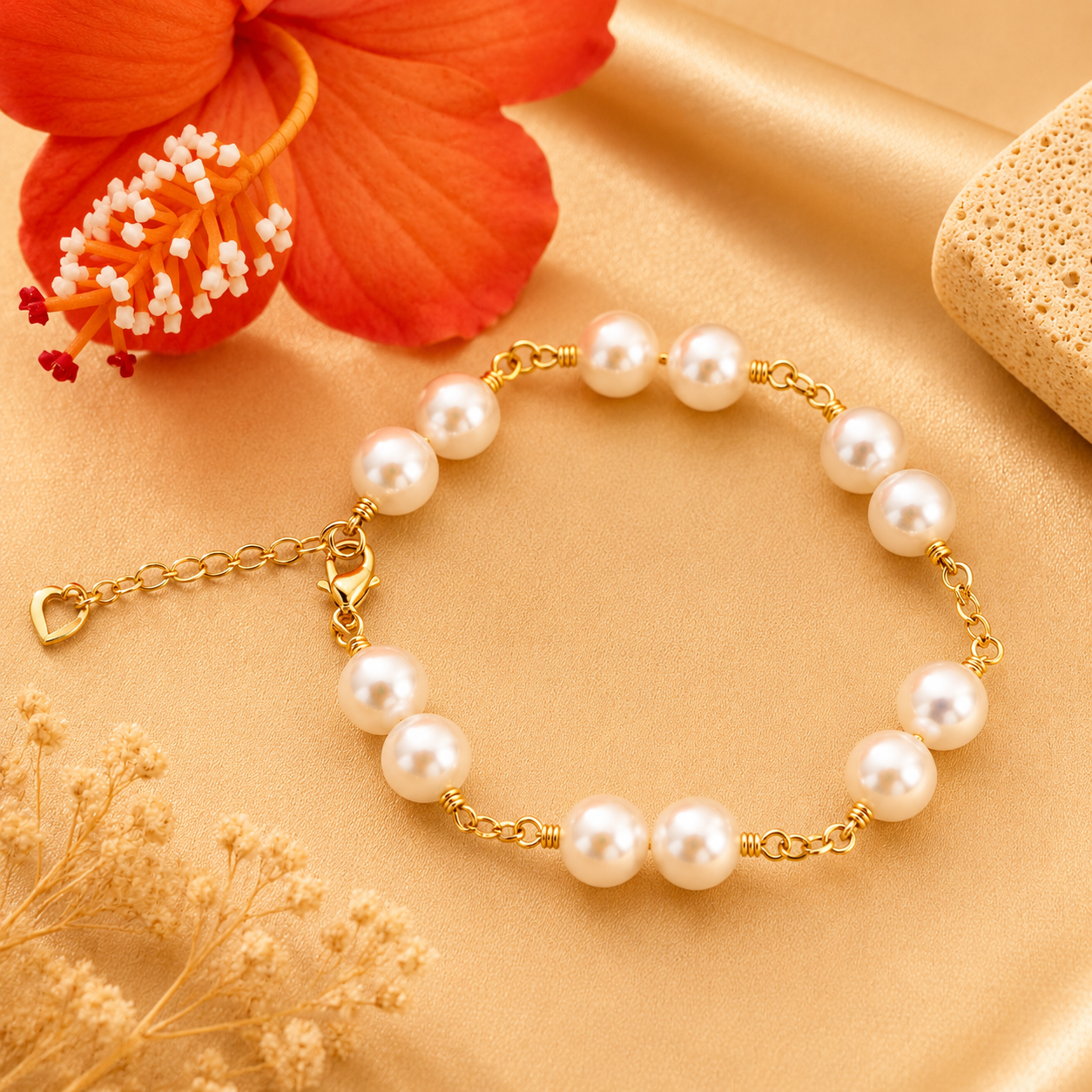 RITANI - DOUBLE NATURAL WHITE PEARL BRACELET