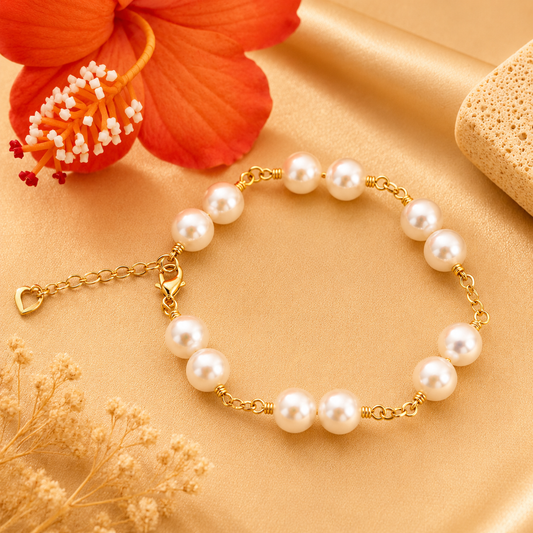 RITANI - DOUBLE NATURAL WHITE PEARL BRACELET