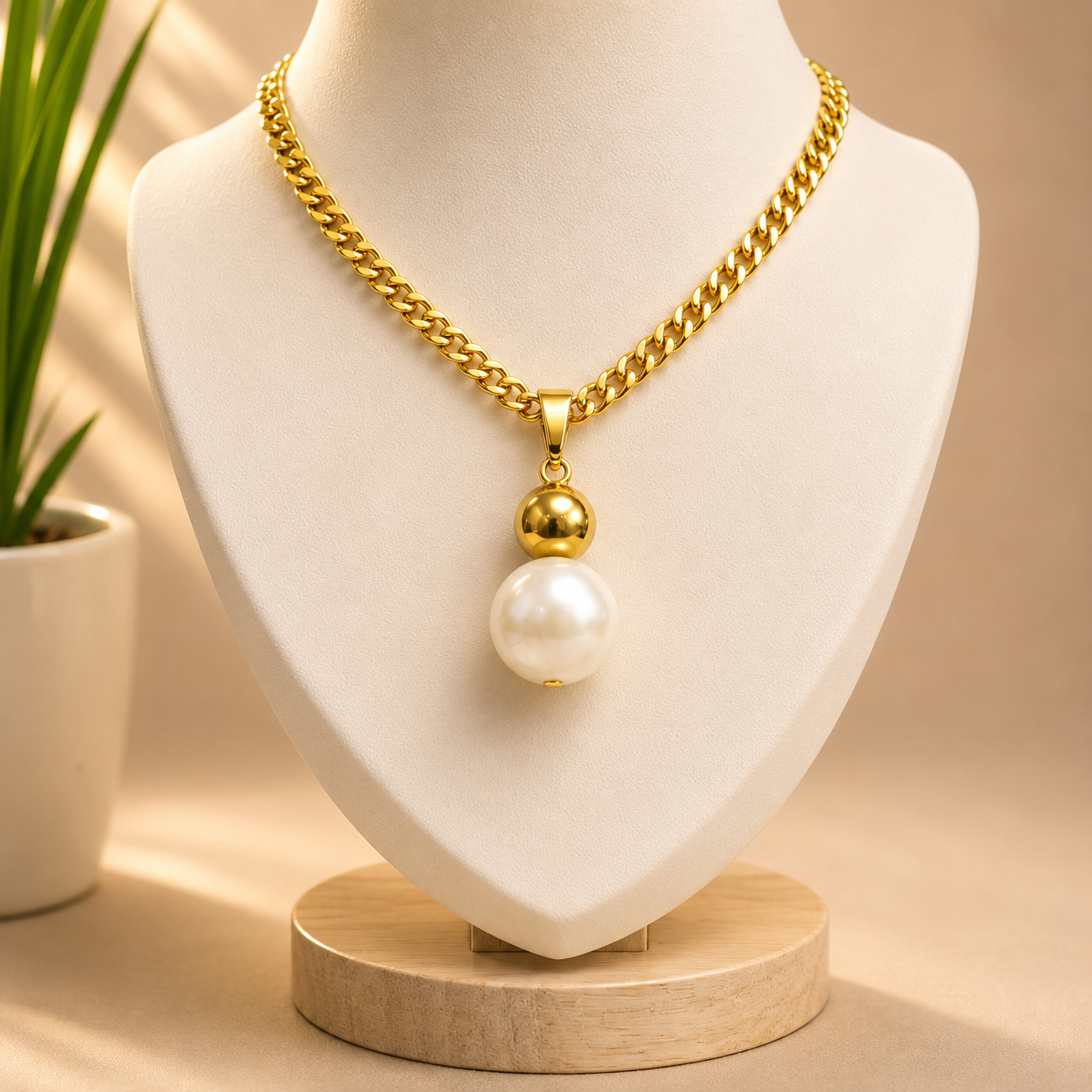 Marama - White & Gold Pearl Necklace