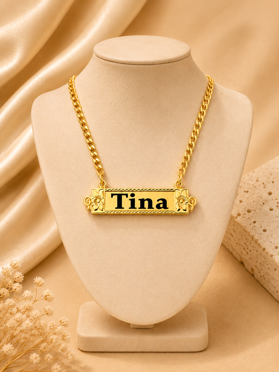 Duo Plumeria - Personalised Name Pendant Necklace (SAMPLE)