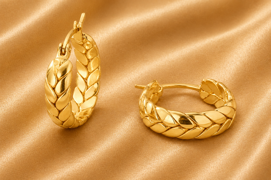 Waterproof 18K Gold Plated on Waterproof & Non tarnish Hoops Earrings