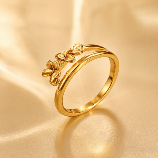 Gold Plumeria Floral Ring | One Size Fits All