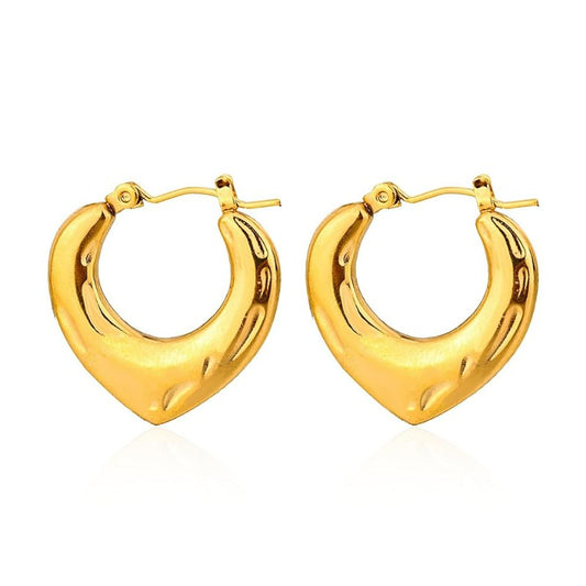 Waterproof Gold Heart Hoop Earrings