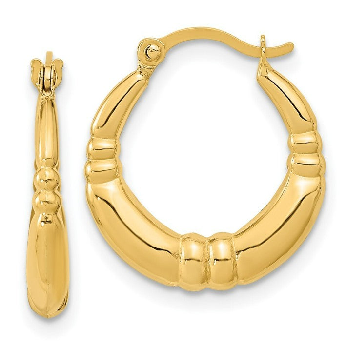 Waterproof Classic Ribbed Gold Hoop Earrings