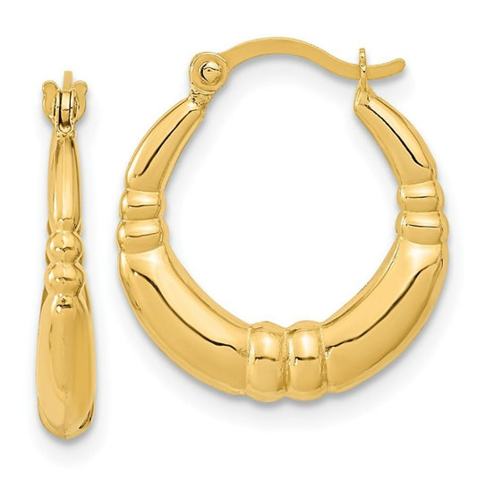 Waterproof Classic Ribbed Gold Hoop Earrings