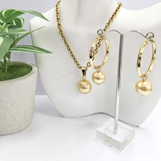HANI - Tahitian Blending - New Gold-Filled Gorgeous Swarovski and Tahitian Pearl Set