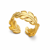 Gold Fern Leaf Open Ring – Waterproof | One Size Fits All
