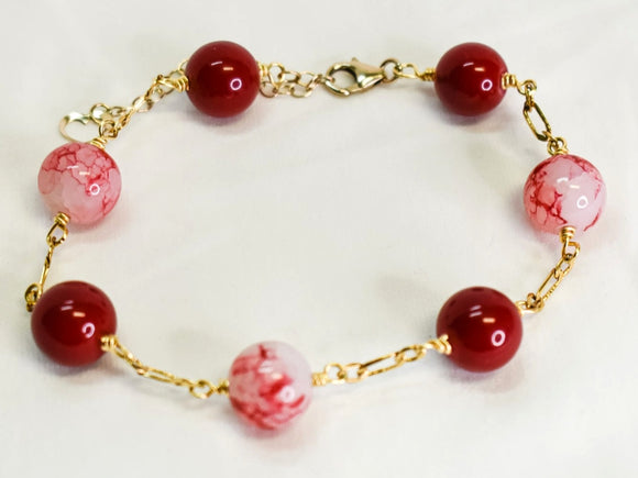 KIM - RED GEMSTONE GOLDFILLED BRACELET