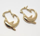 GOLD CIRCLE HOOP DOLPHIN DESIGN STATEMENT EARRINGS