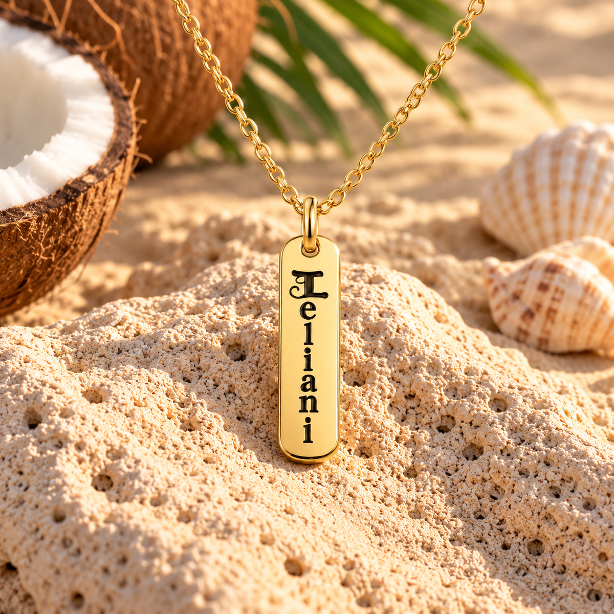 Personalised Pendant Necklace - Figaro Gold Chain