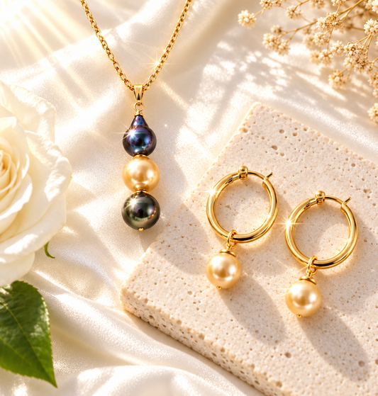 Striking trio of lustrous pearls set
