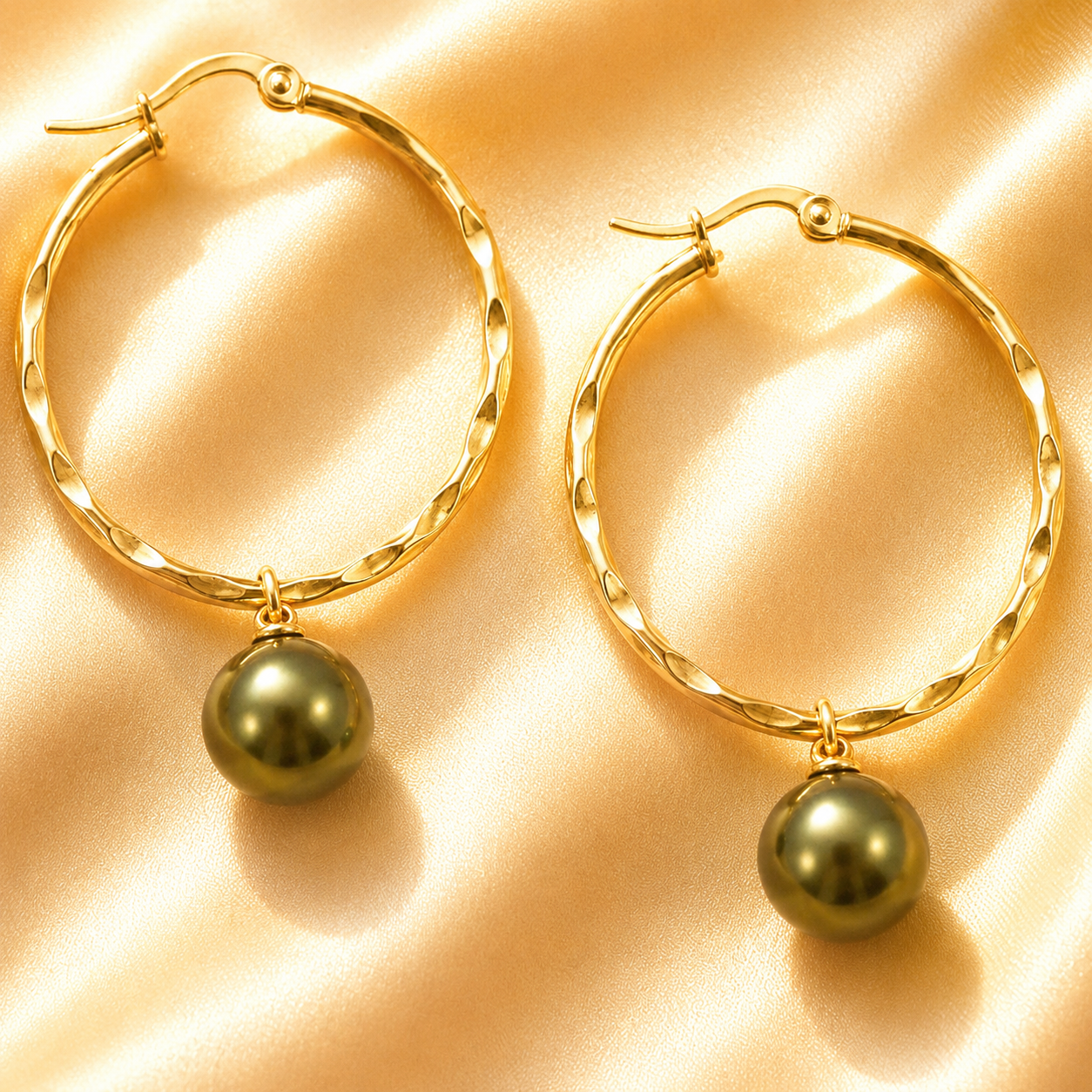 ARINA - Green Drop Premium Swarovski Pearl Earrings
