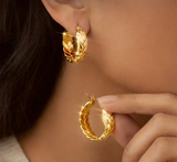 18K Gold Plated on Waterproof & Non tarnish Hoops Earrings