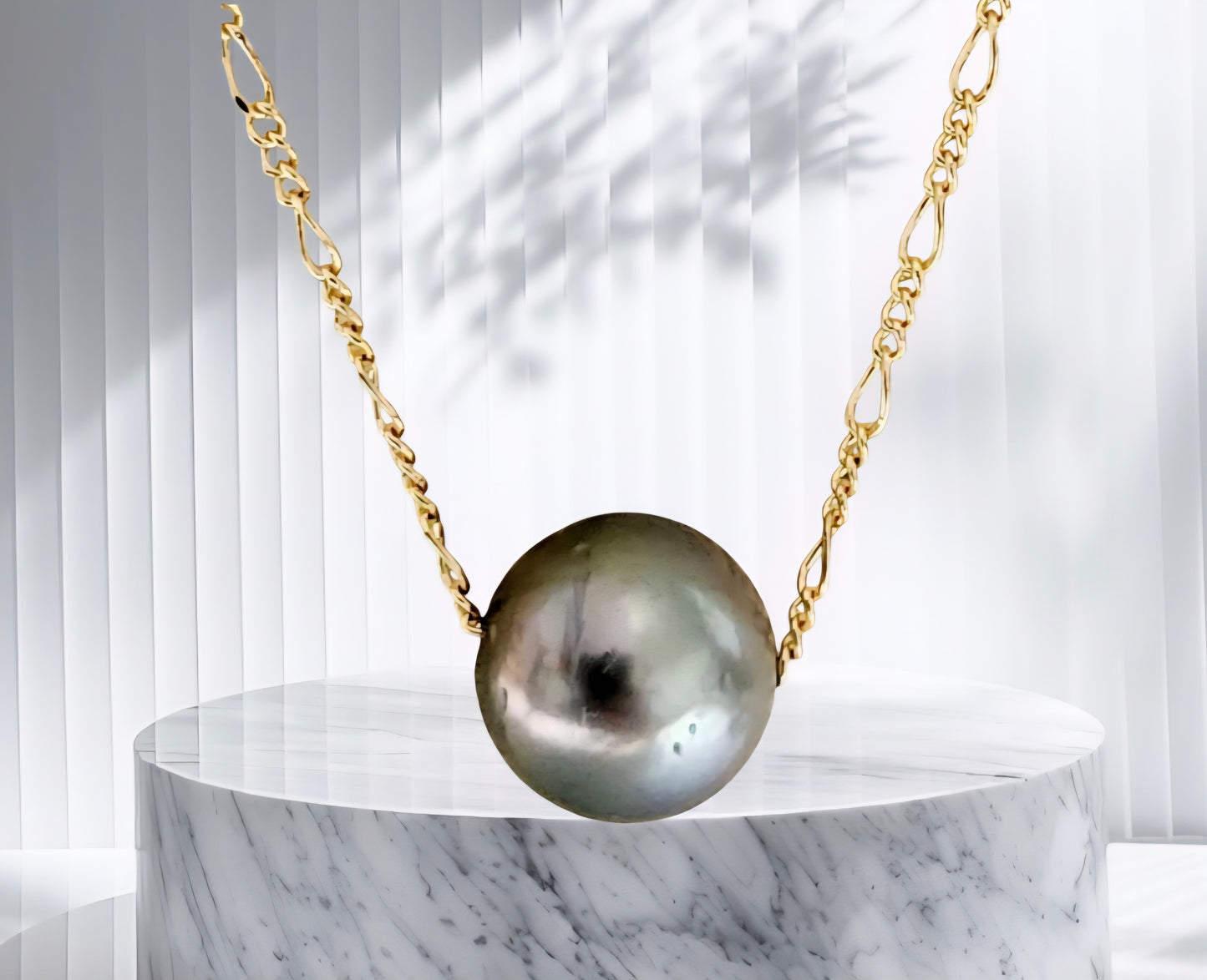 Tahitian Pearl Floater: 13mm to 14mm with 14K Gold filled non tarnish and waterproof necklace