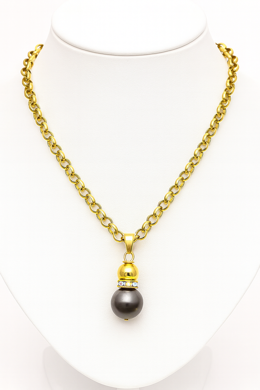 Gold Chain Necklace with Tahitian Pearl Pendant – Island Luxe Collection