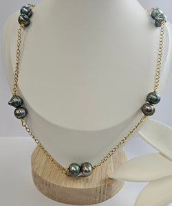 Natural Baroque Freshwater Multiple Pearl Necklace with Non tarnish and Water-Proof chain