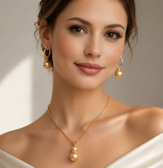 Bold Gold Pearl Set, Elegance in Every Glow!