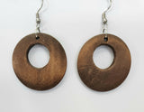 BROWN CIRCLE WOOD DESIGN STATEMENT EARRINGS