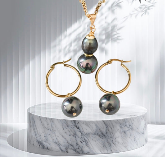 Marita - New Gold-Filled Gorgeous Tahitian Blending with Swarovski Pearl Set