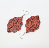 RED TAPA LEAF DESIGN STATEMENT EARRINGS