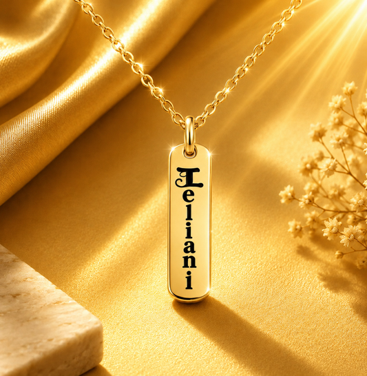Personalised Pendant Necklace - Figaro Gold Chain