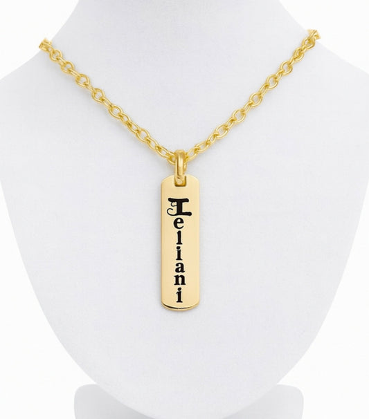 Personalised Pendant Necklace - Figaro Gold Chain