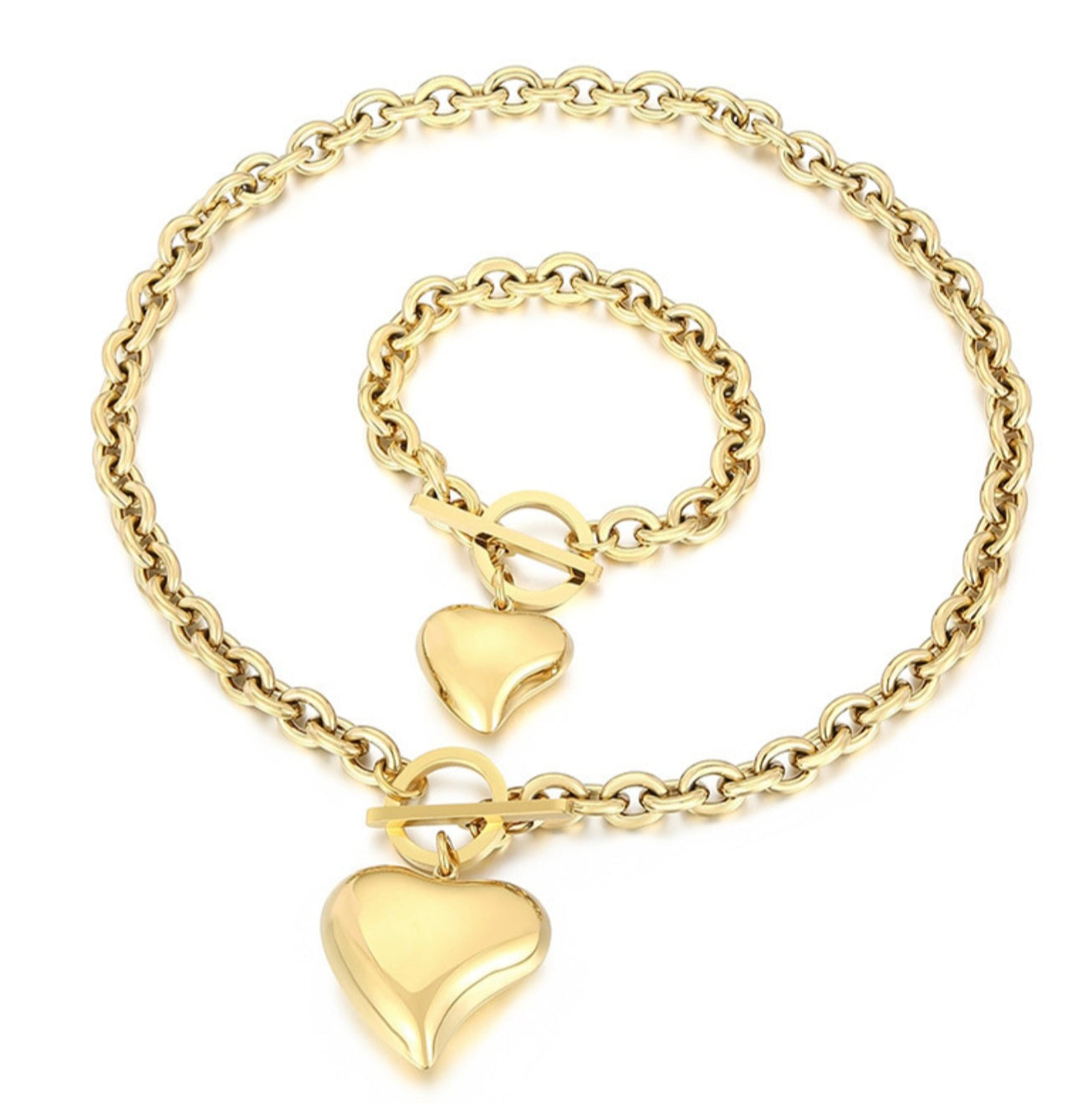 "NEW"-Waterproof/Made to Last Heart Gold Set