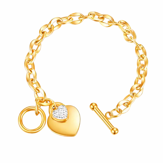 Waterproof Stainless Steel Heart Charm Bracelet