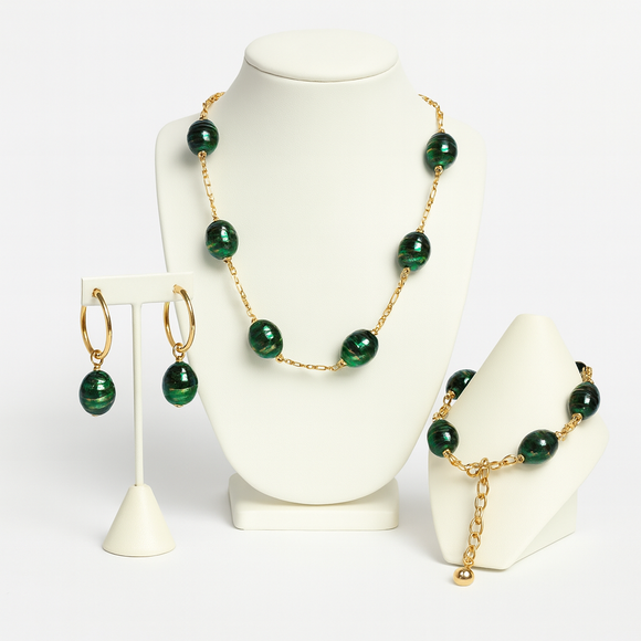 Peacock Green Premium Pearl Set – Elegant & Ready to Wear