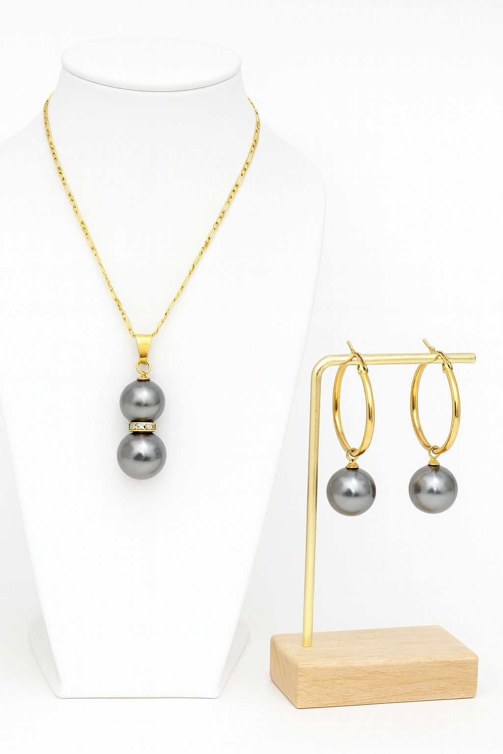 Double Black Premium Swarovski Pearls Set