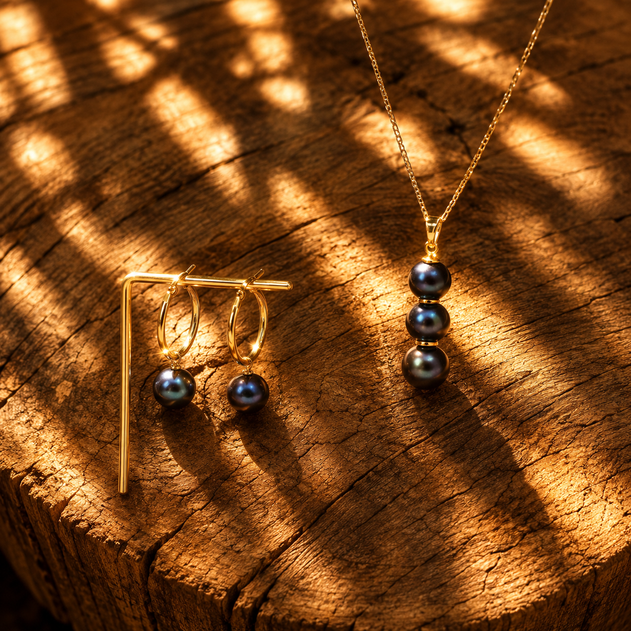 SARAINA – Natural Black Freshwater Pearl Set