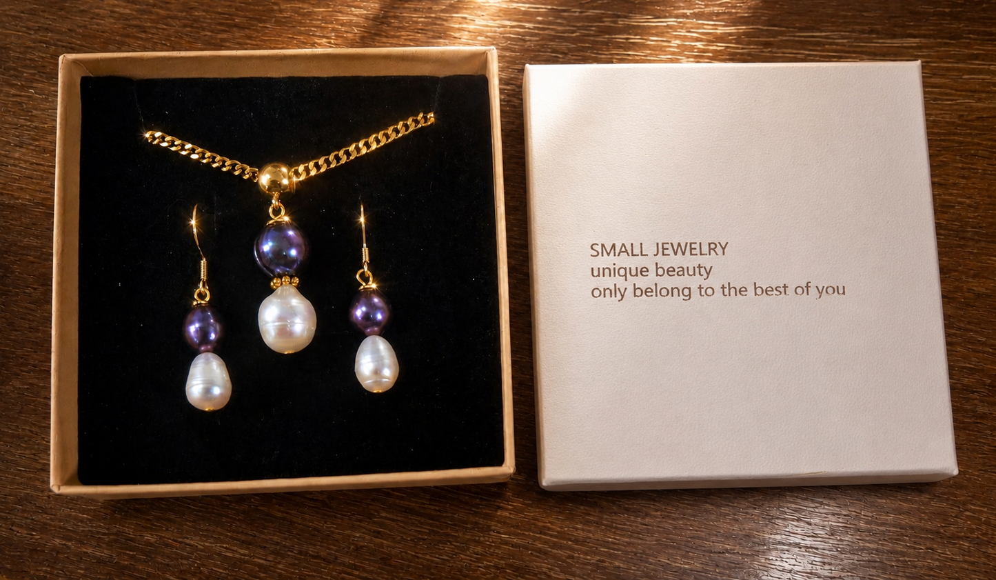 Two-Tone Freshwater Pearl Necklace & Earrings Set