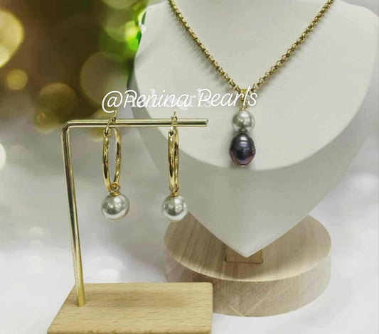 Amaris - Tahitian with a blend of Silver Grey Pearl Set