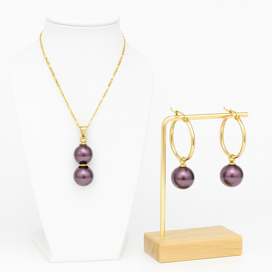 Double Purple Premium Swarovski Pearls Set