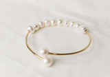 LINA 2 - NATURAL WHITE BAROQUE PEARL OPEN BANGLE