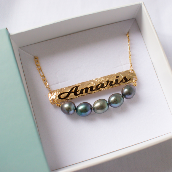 Horizontal Personalised Name Pendant Necklace with Natural