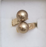 Laurelle -Twisted Light Coffee Gold Pearl Ring