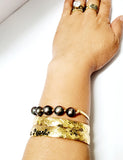 Cherry Black Rose - Natural Multiple Pearls Bangle