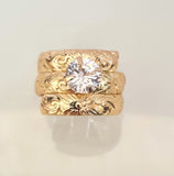 SEFINA - CZ DIAMOND ENGRAVED TWISTED GOLDFILLED RING
