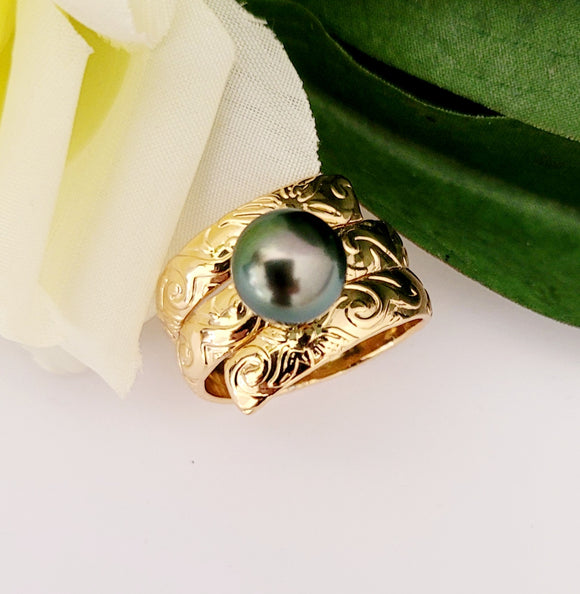 French 19th Century Fine Pearl Emerald 18 Karat Rose and Green Gold - Ruby  Lane