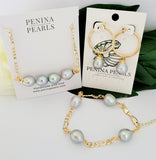 KALANI - Inspired Premium Silver Grey Natural Freshwater Pearl Set