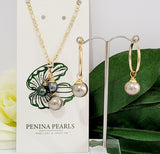 LANI - Duo Natural Green Tahitian Pearls embellished with Swarovski Pearls Set