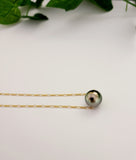 HEINUI - Tahitian Pearl Floater: 13mm to 14mm with 14K Gold filled necklace