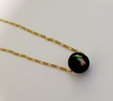 Natural and Premium Black Floating Freshwater Pearl Pendant - Necklace, 12mm